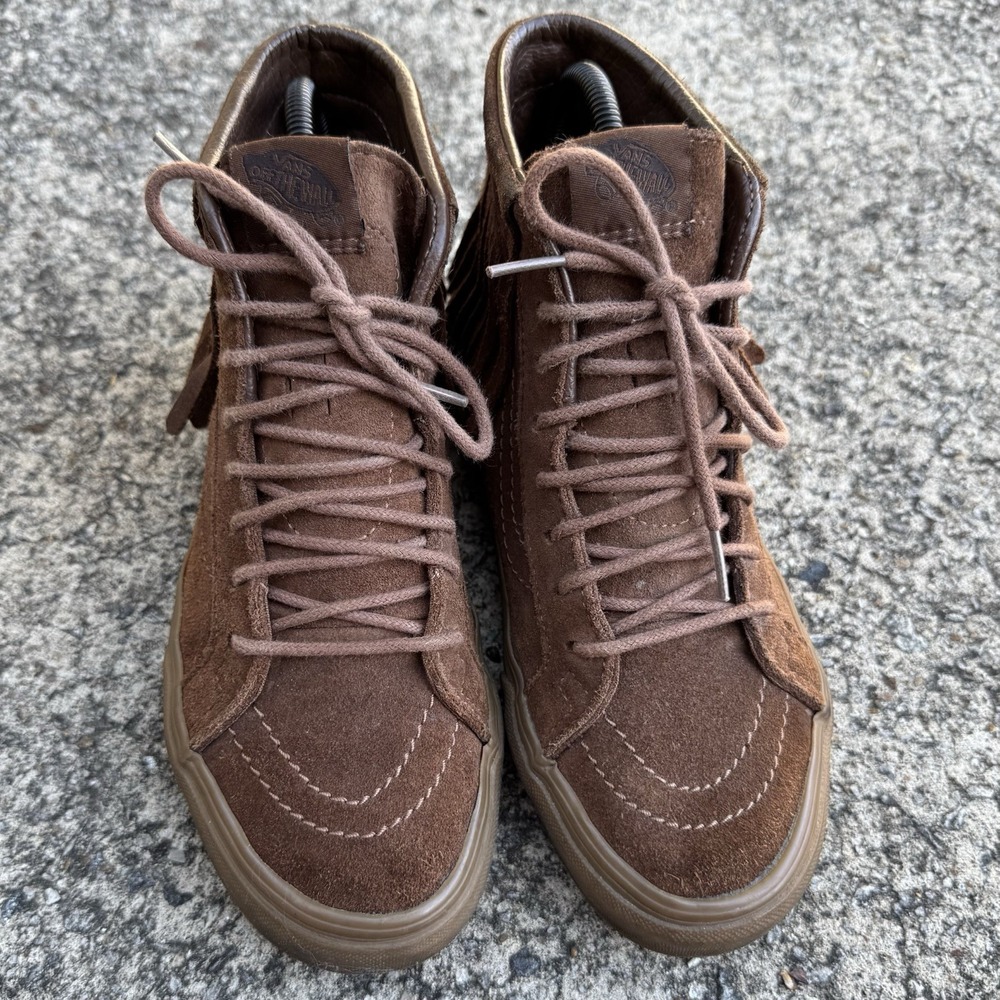 Vans Sk-8 Hi Moccasin Sneaker Women's Sz 7 (Mens 5.5) Brown Suede Fringe Sneaker - Picture 2 of 13